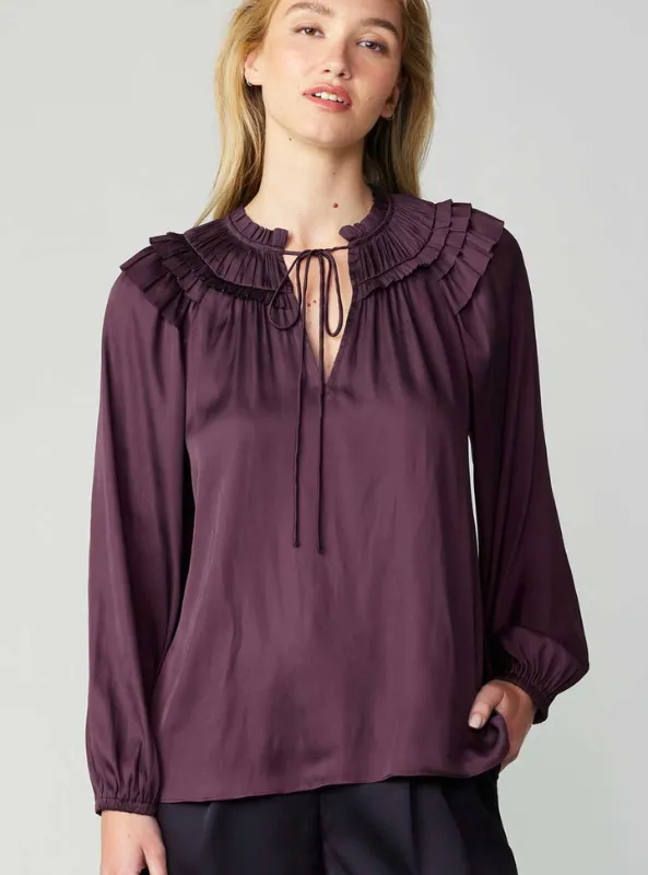 Midnight Plum Ruffled Top