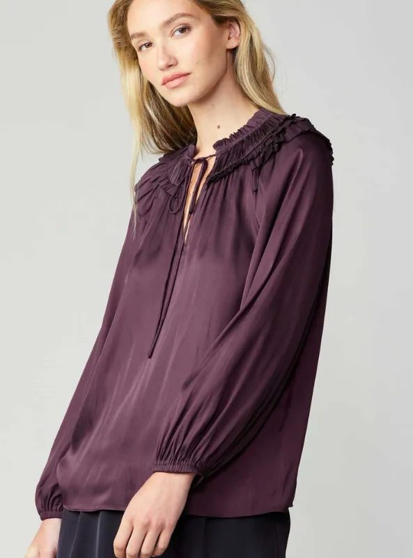 Midnight Plum Ruffled Top