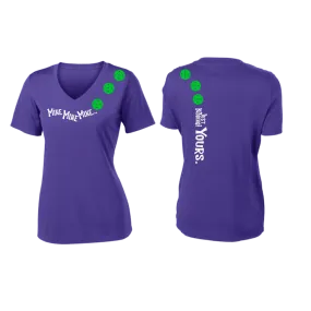 Mine JK Yours (Pickleball Colors Green Rainbow or Pink) | Women's Short Sleeve V-Neck Pickleball Shirts | 100% Polyester