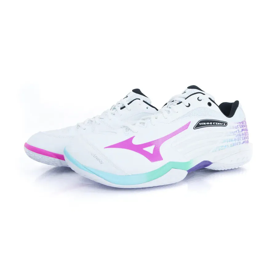 Mizuno Wave Claw 2 Badminton Shoes | White/Blue/Curacao