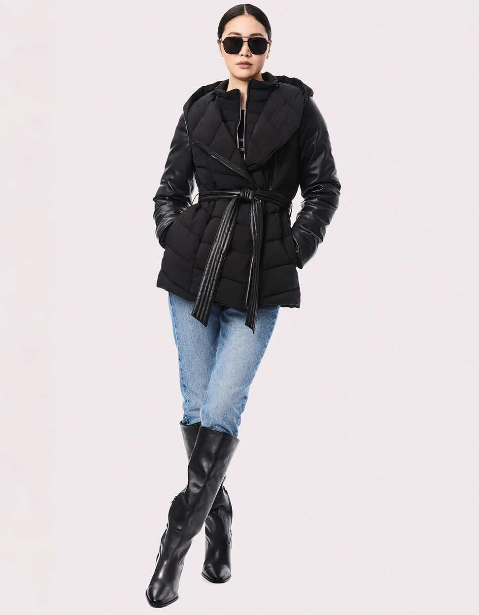 Modern Mixer Vegan Leather Puffer Jacket