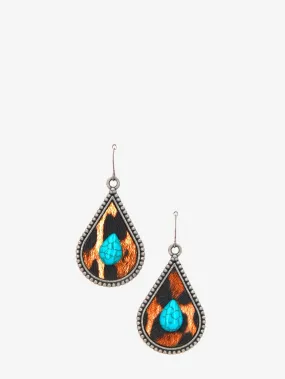 Montana West Animal Print Teardrop Turquoise Earrings