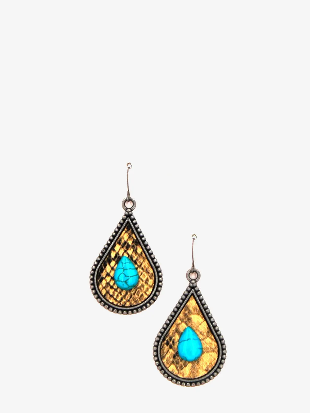 Montana West Animal Print Teardrop Turquoise Earrings