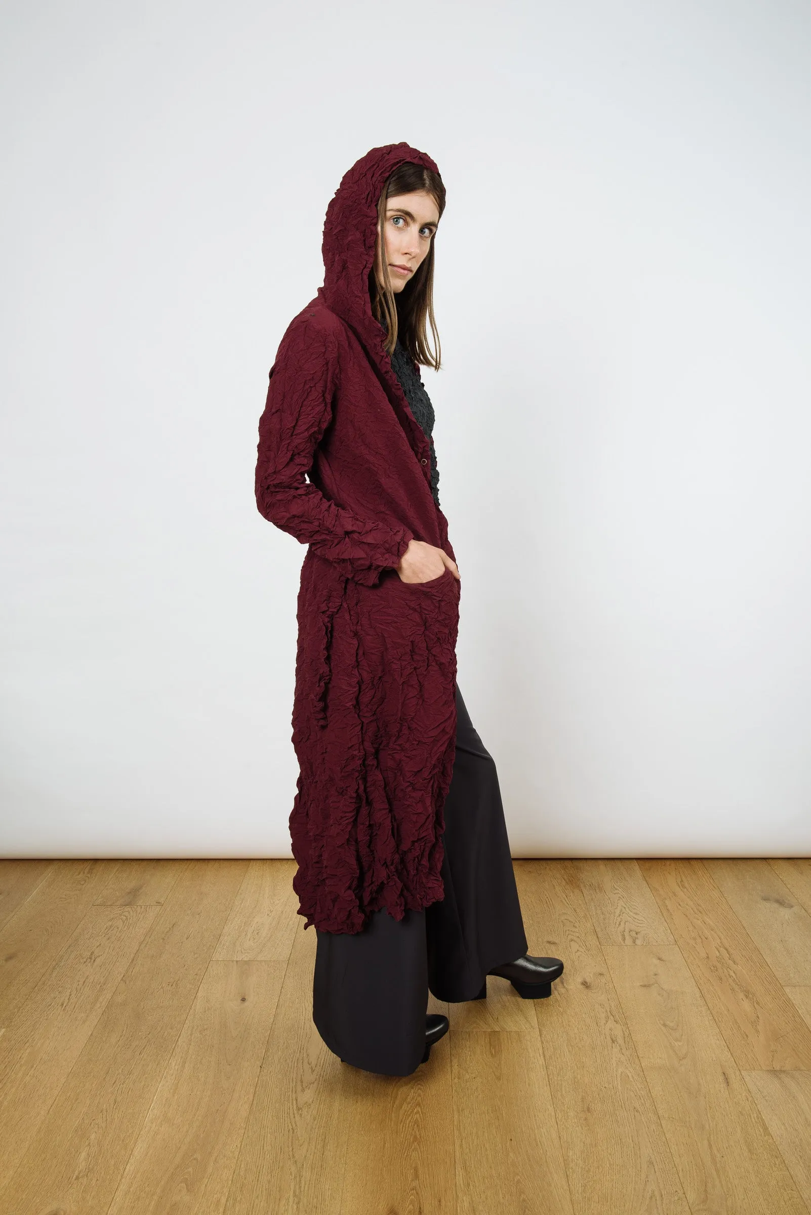 Moth Hooded Trench Coat | Wine