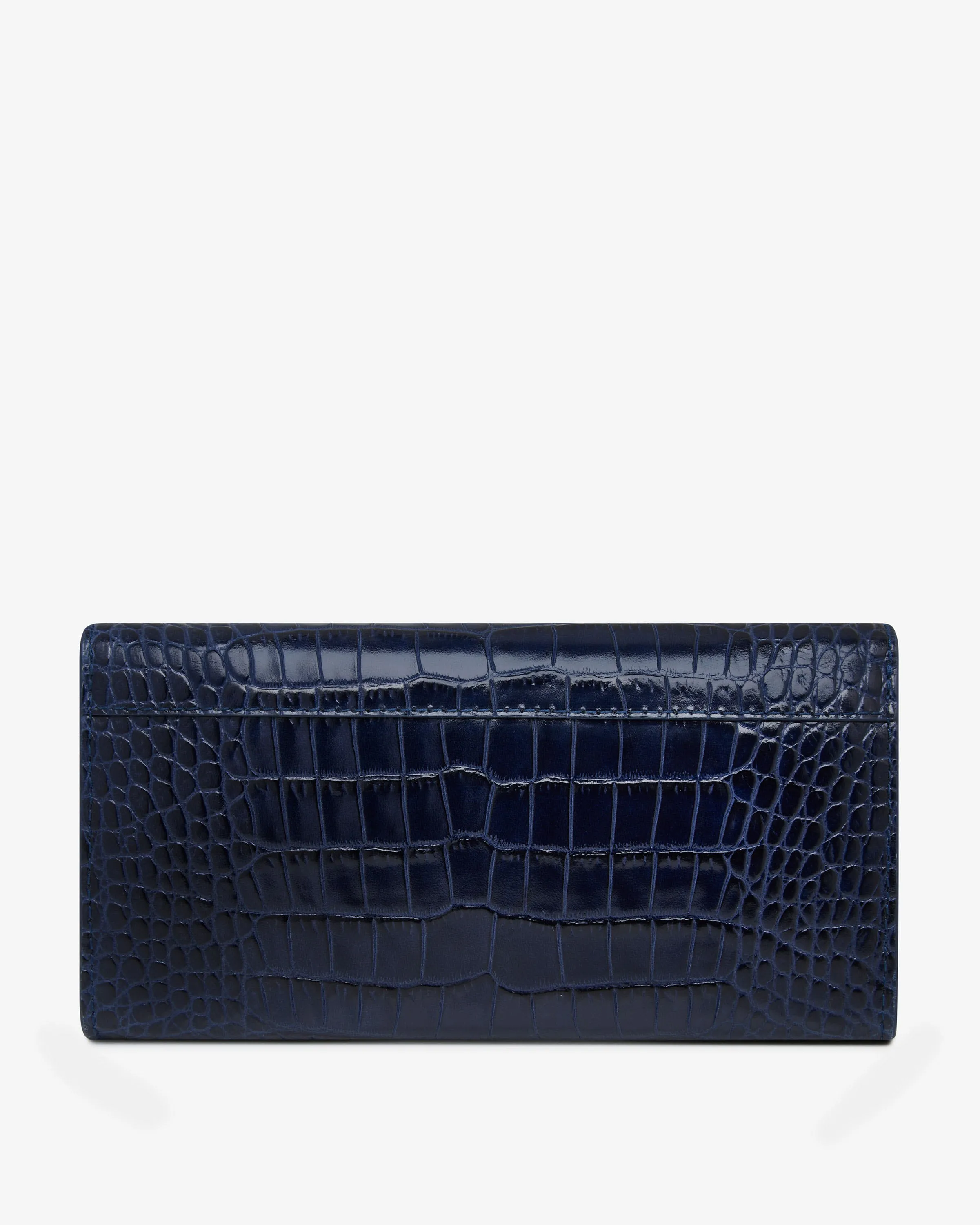 Multrees Chain Wallet - Croc-Embossed Leather Navy