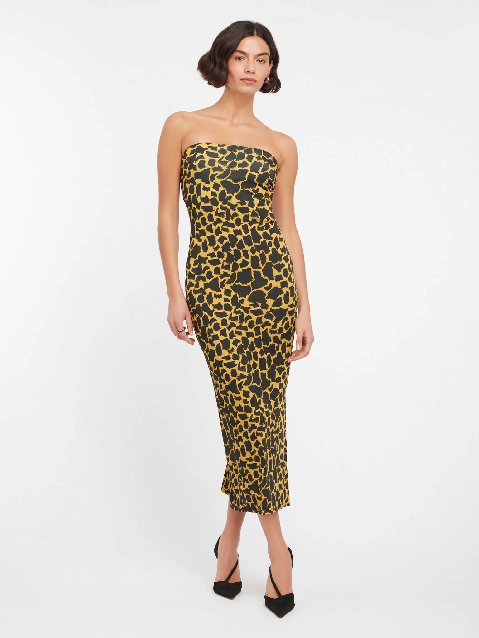 Nasrin Bandeau Dress in Giraffe Animal Print