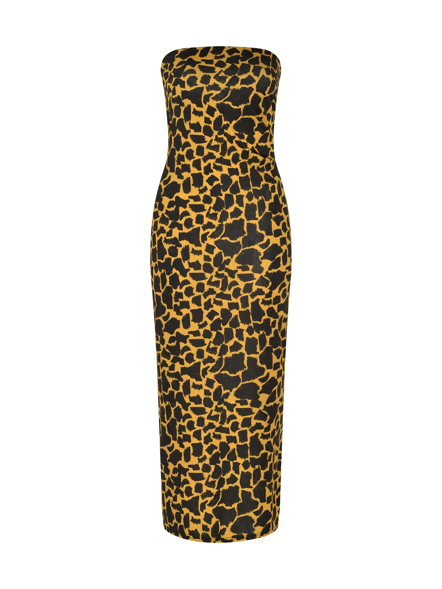 Nasrin Bandeau Dress in Giraffe Animal Print