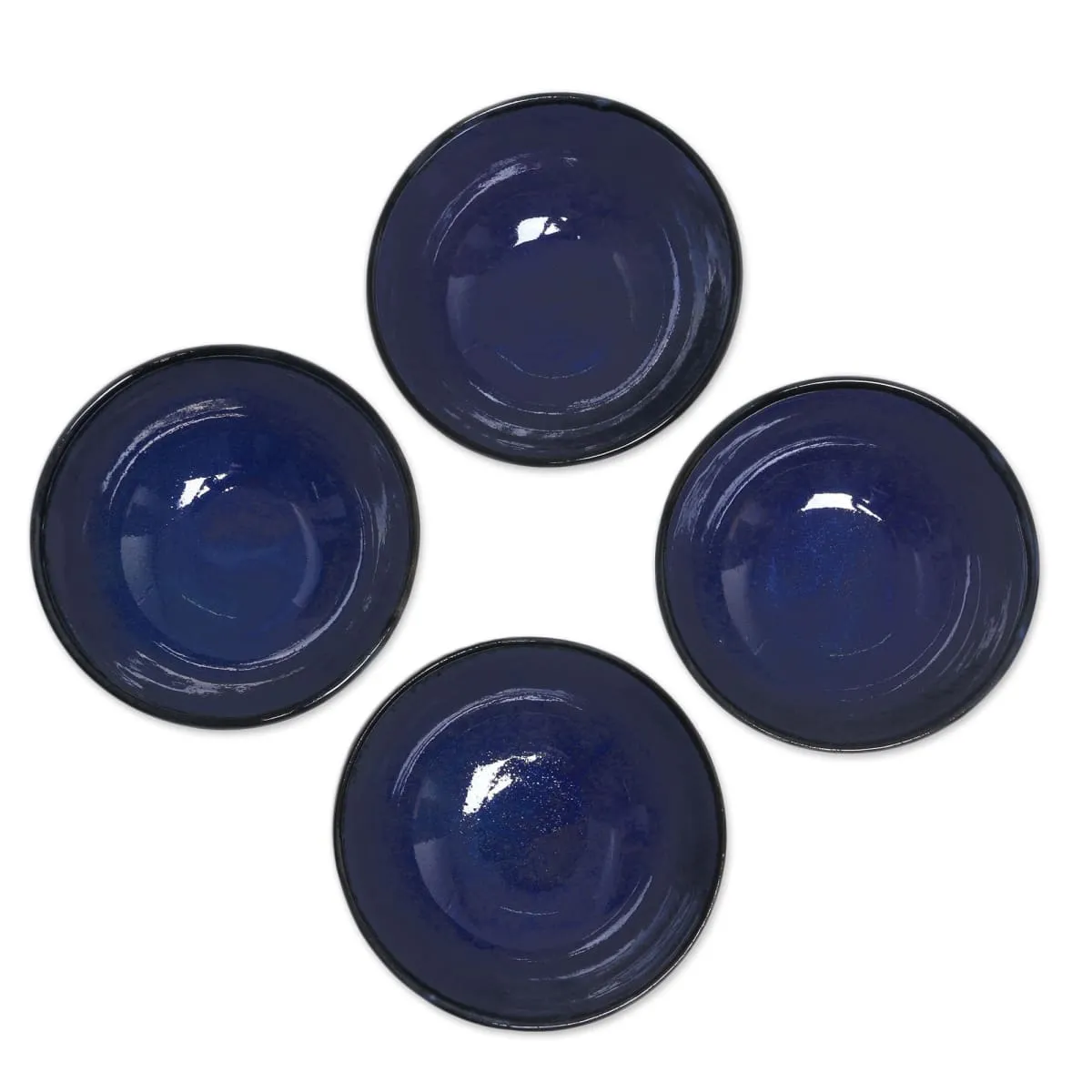 Novica Blue Delicious Ceramic Dessert Bowls (Set Of 4)