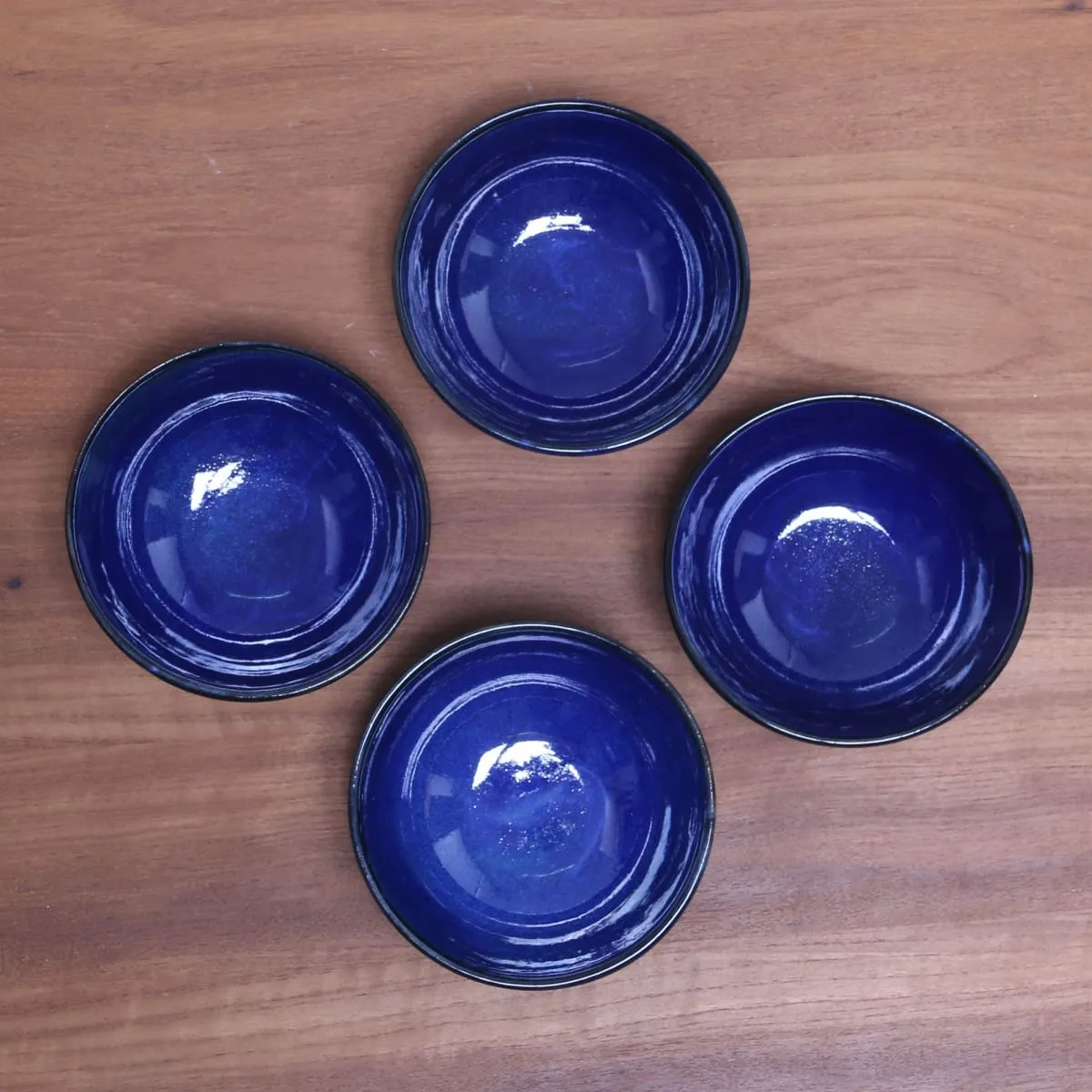 Novica Blue Delicious Ceramic Dessert Bowls (Set Of 4)