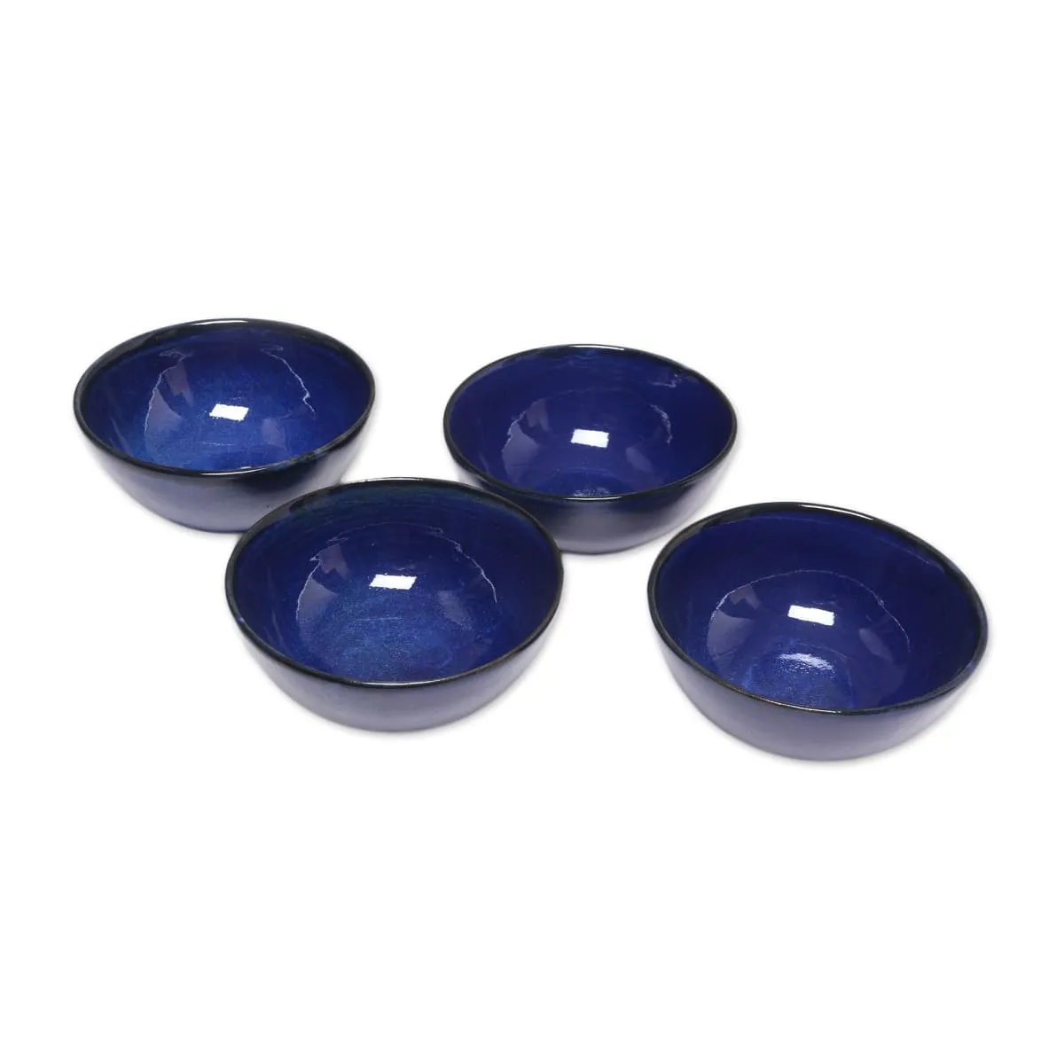 Novica Blue Delicious Ceramic Dessert Bowls (Set Of 4)