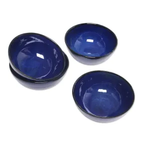 Novica Blue Delicious Ceramic Dessert Bowls (Set Of 4)