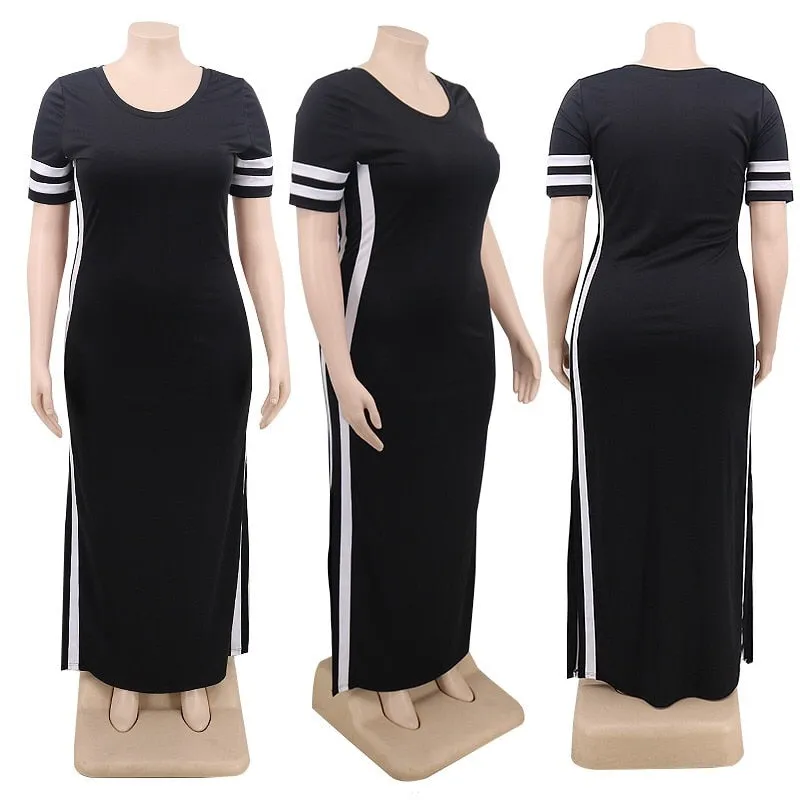 Oversized Long Dress African Ladies 2022 Summer New Causal Side Slit Plain For Night Club Wear Causal Vestidos Dress Hot