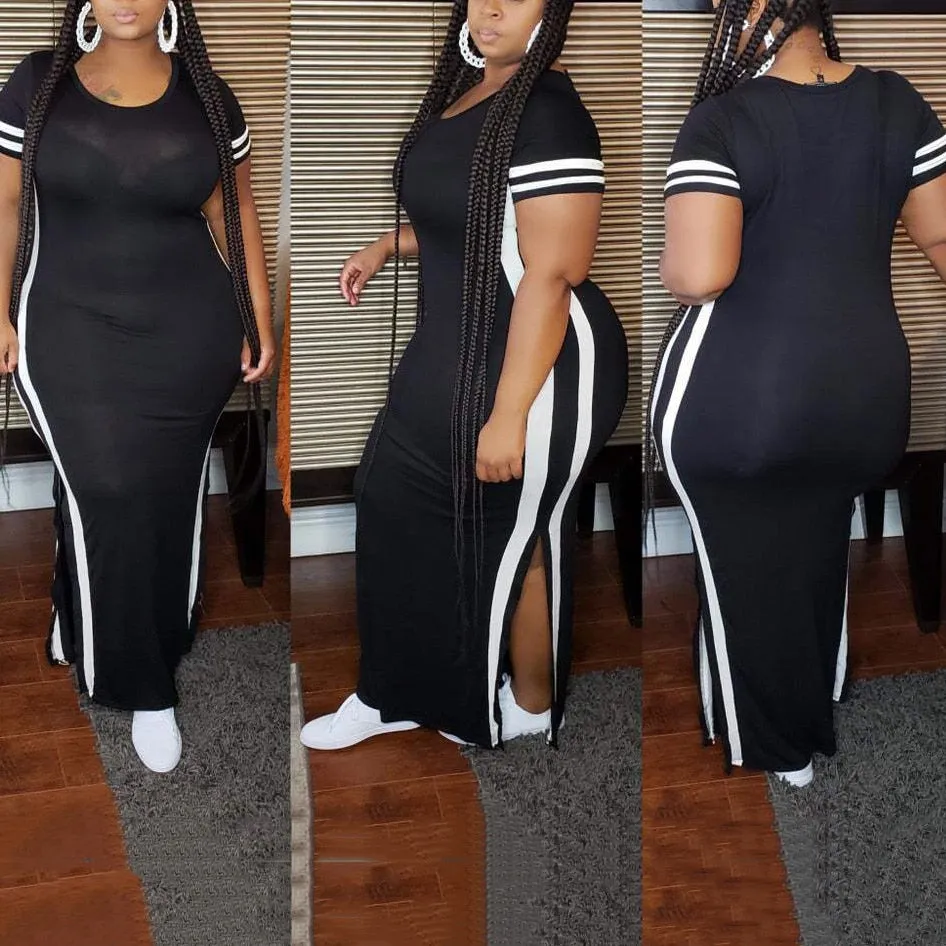 Oversized Long Dress African Ladies 2022 Summer New Causal Side Slit Plain For Night Club Wear Causal Vestidos Dress Hot