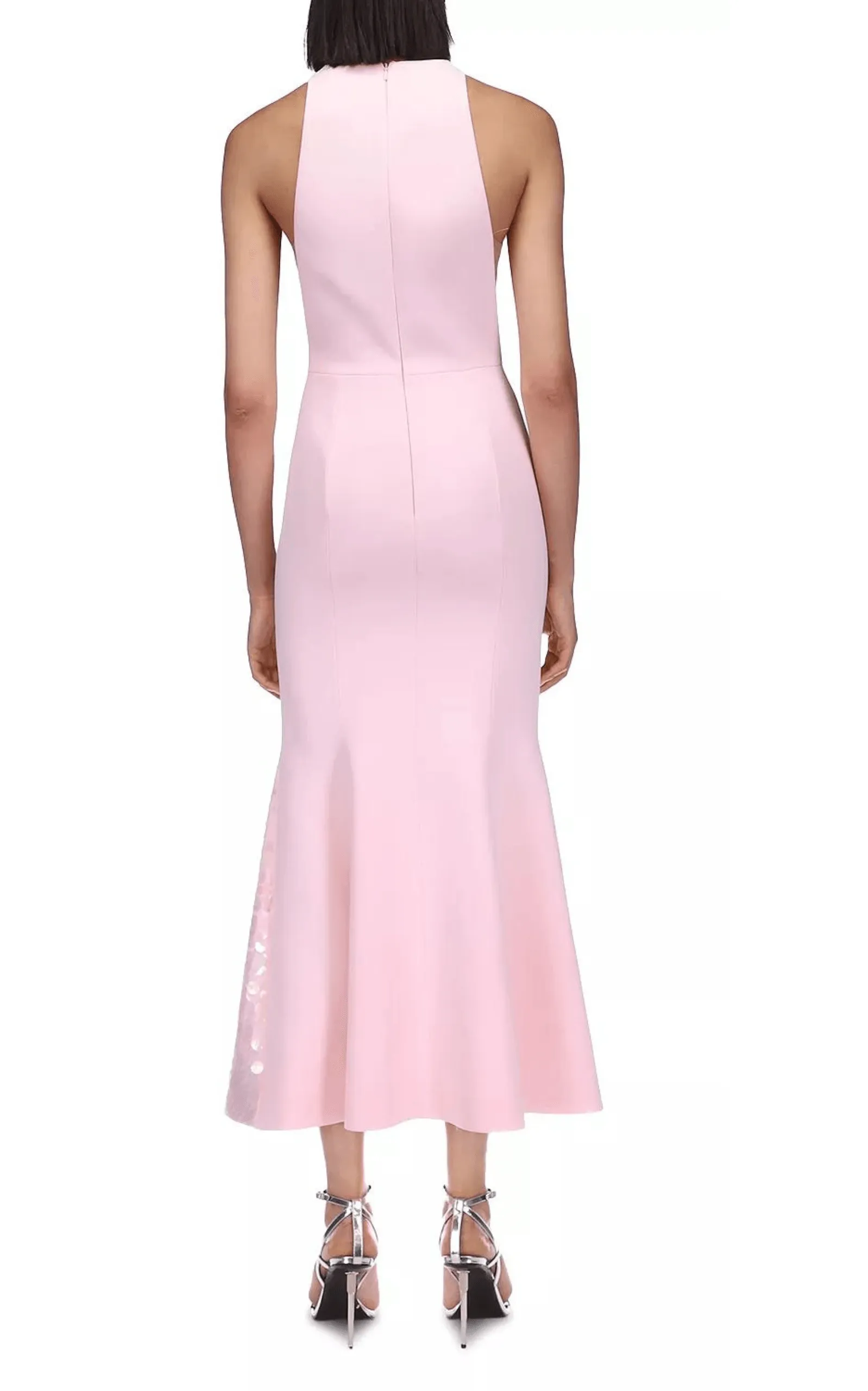 Paillette Illusion Midi Pink Dress