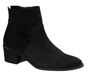 PAUL GREEN Black Soft Suede  Ankle Boot with Block Heel