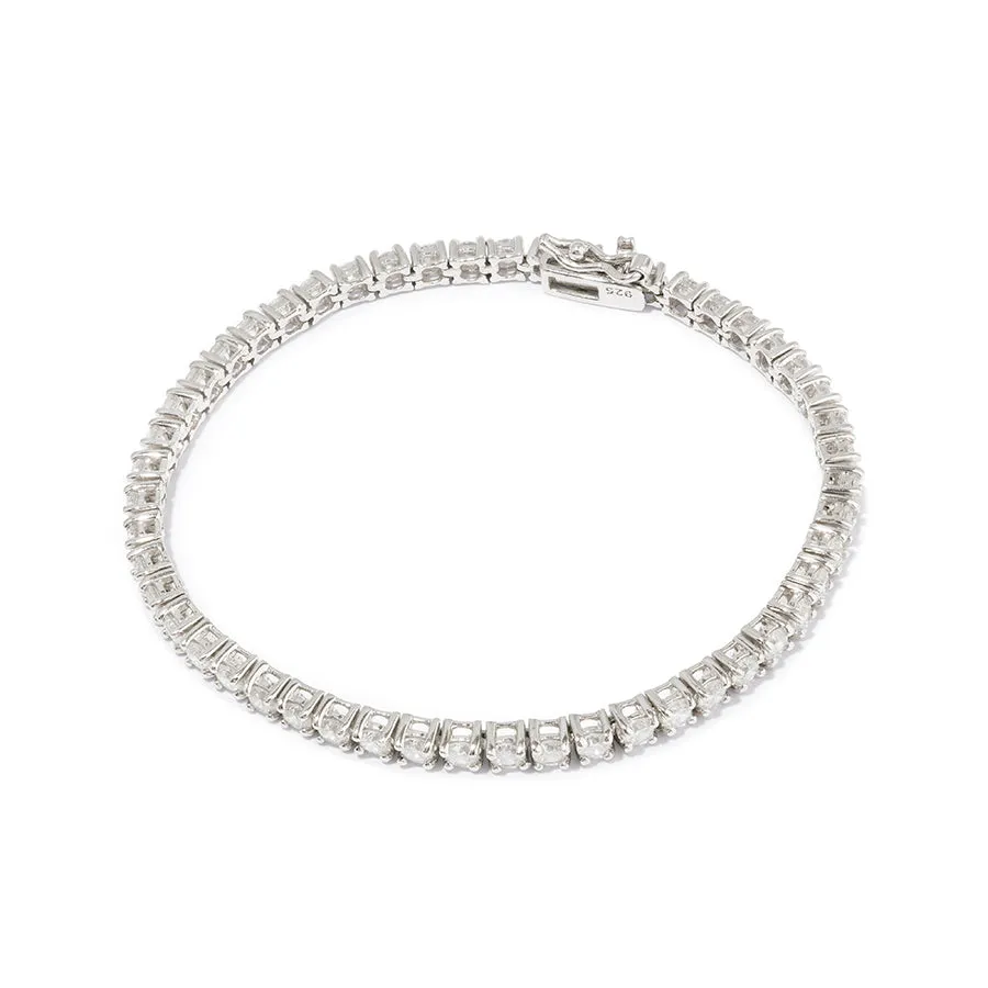 Pave 925 Sterling Silver Tennis Bracelet