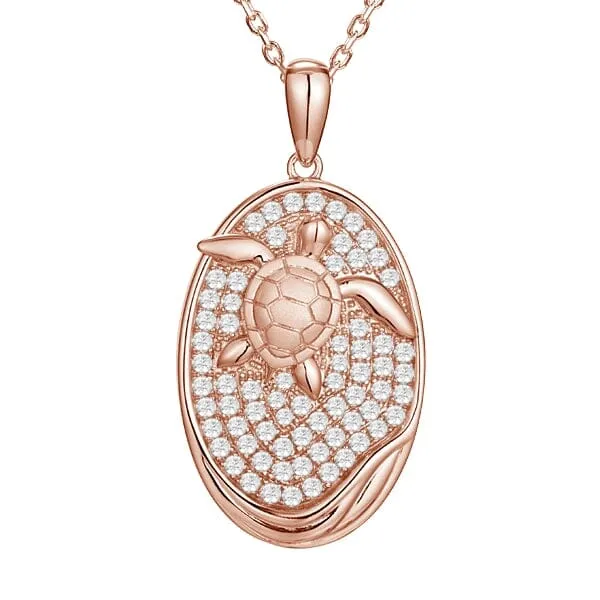 Pavé Honu Oval Pendant