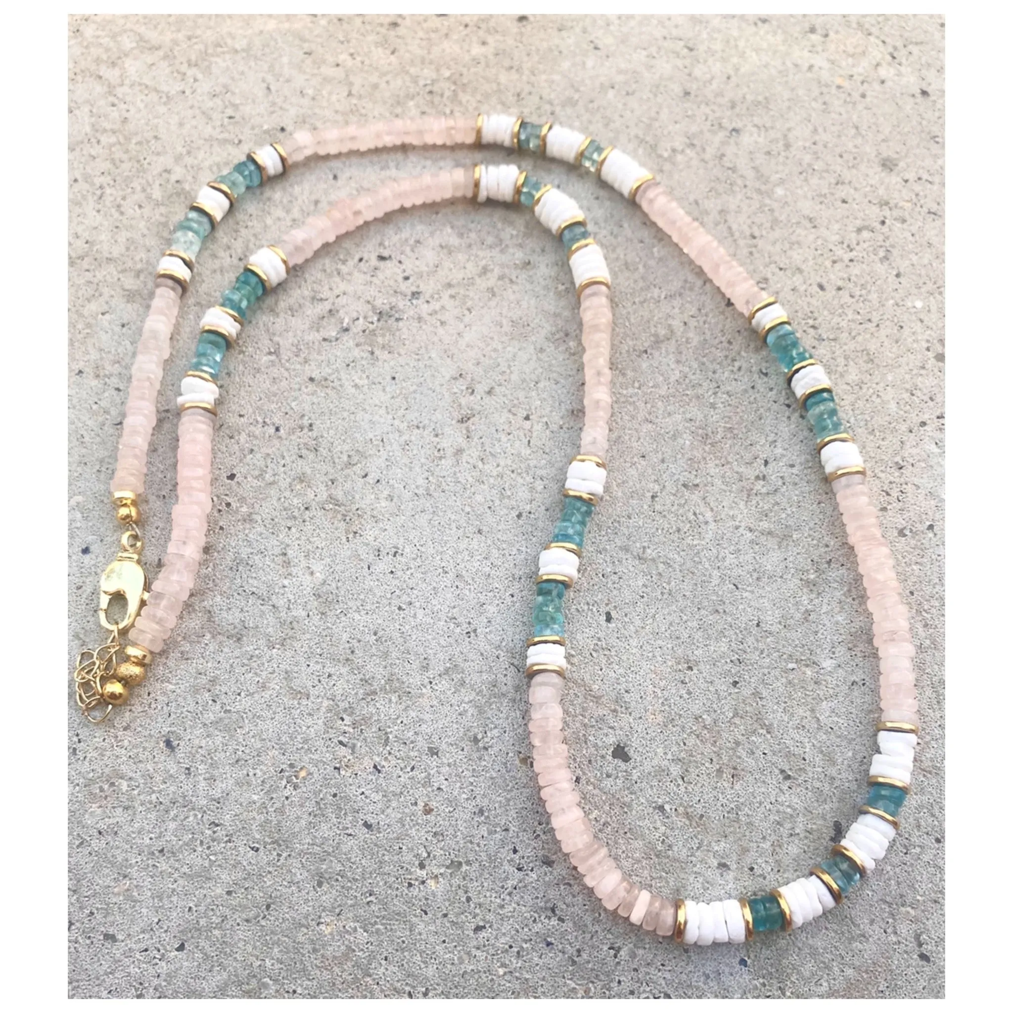 Pink & Aqua Eleana Beaded Necklace