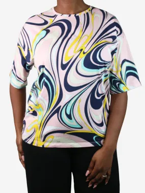 Pink swirly printed t-shirt - size L