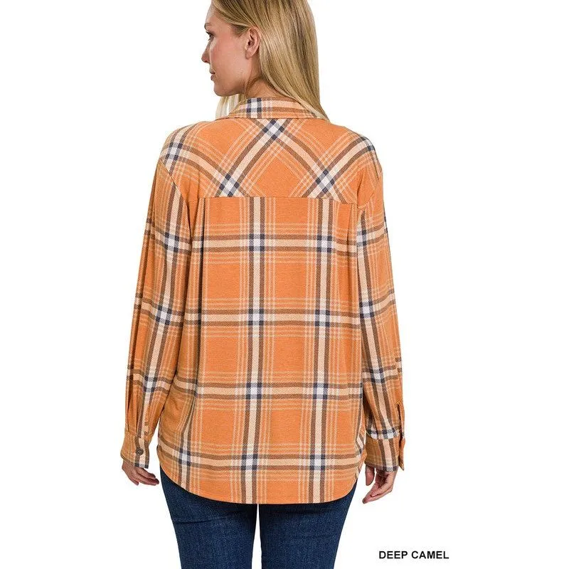 PLAID SHACKET WITH FRONT POCKET