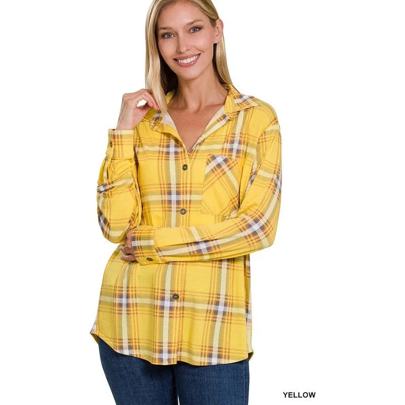 PLAID SHACKET WITH FRONT POCKET