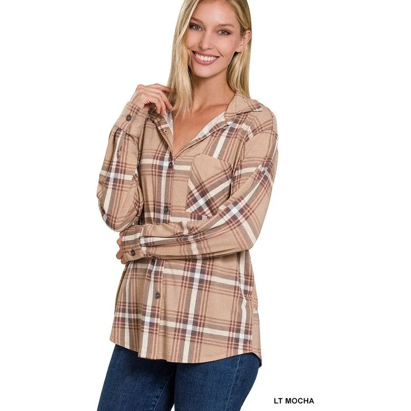 PLAID SHACKET WITH FRONT POCKET