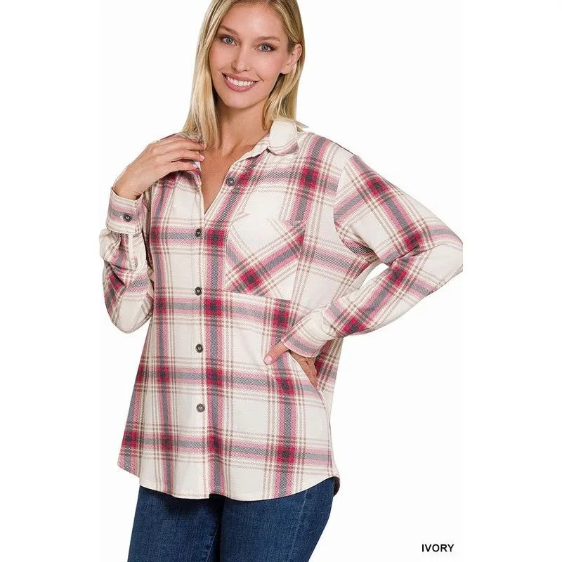 PLAID SHACKET WITH FRONT POCKET