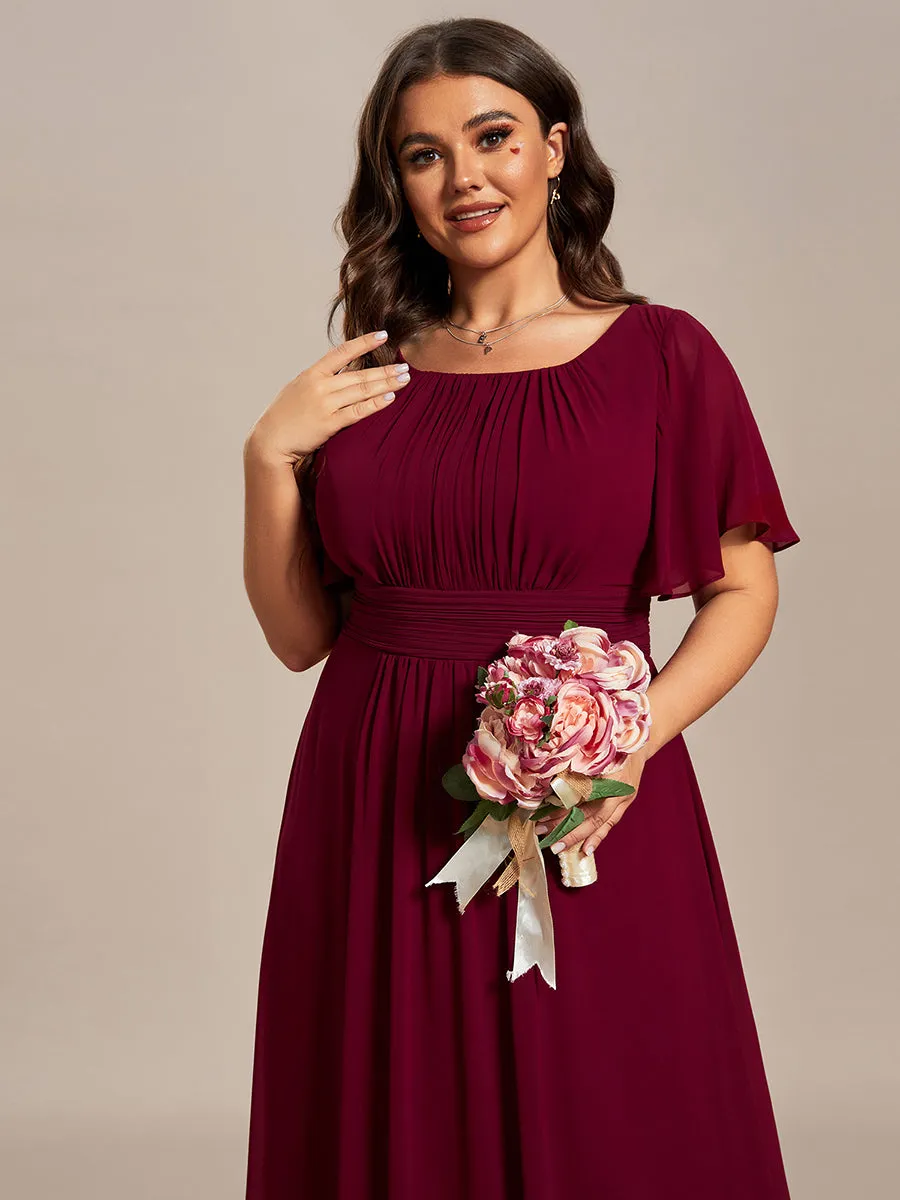 Plus Round Neck Pleated Wholesale Bridesmaid Dresses