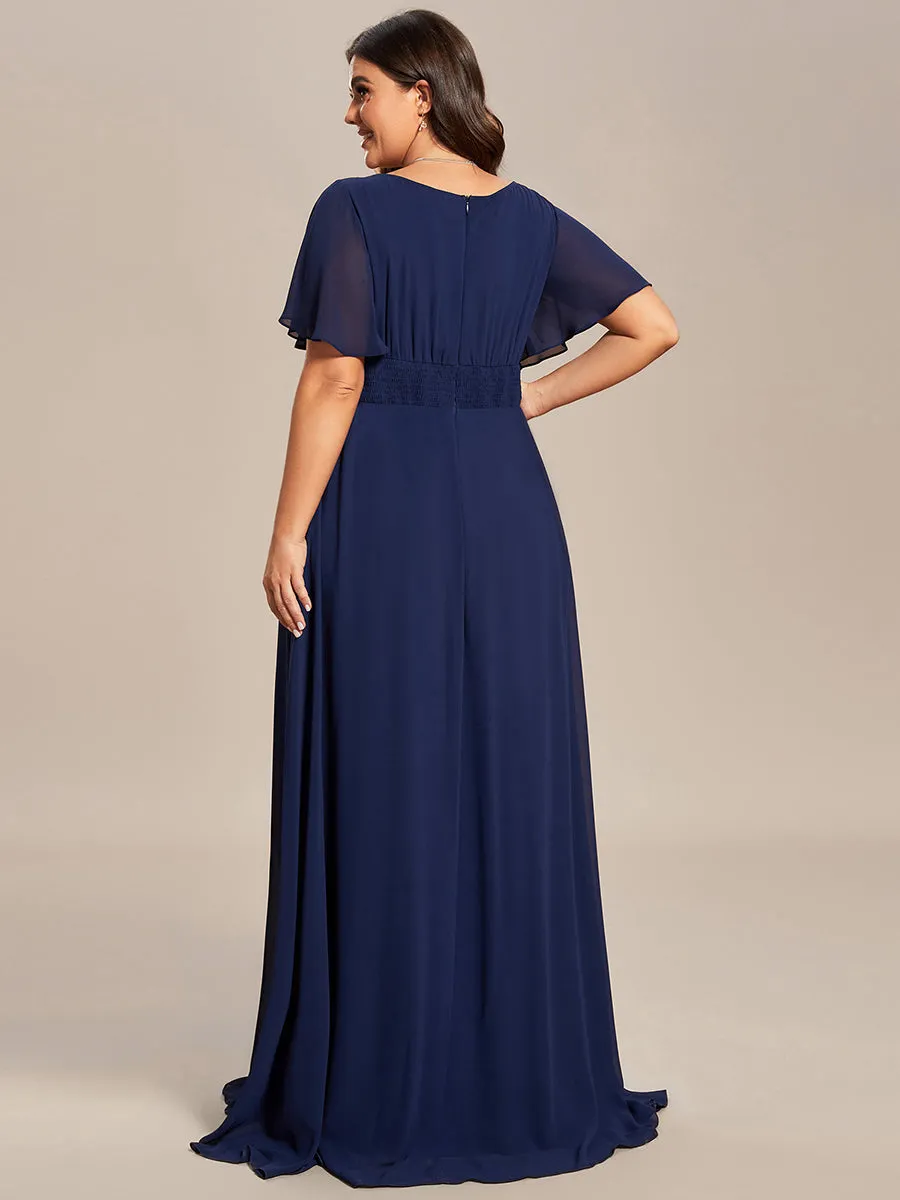 Plus Round Neck Pleated Wholesale Bridesmaid Dresses