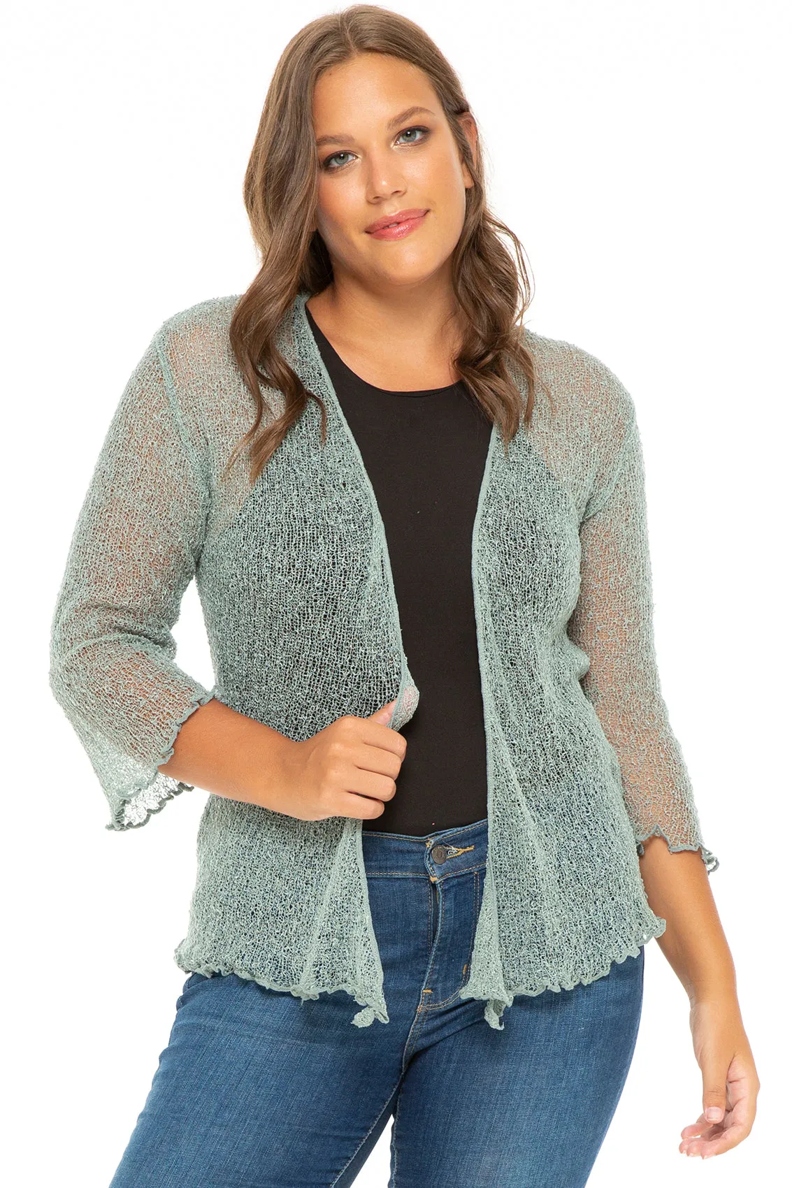 Plus Size Classic Sheer Cardigan Shrug