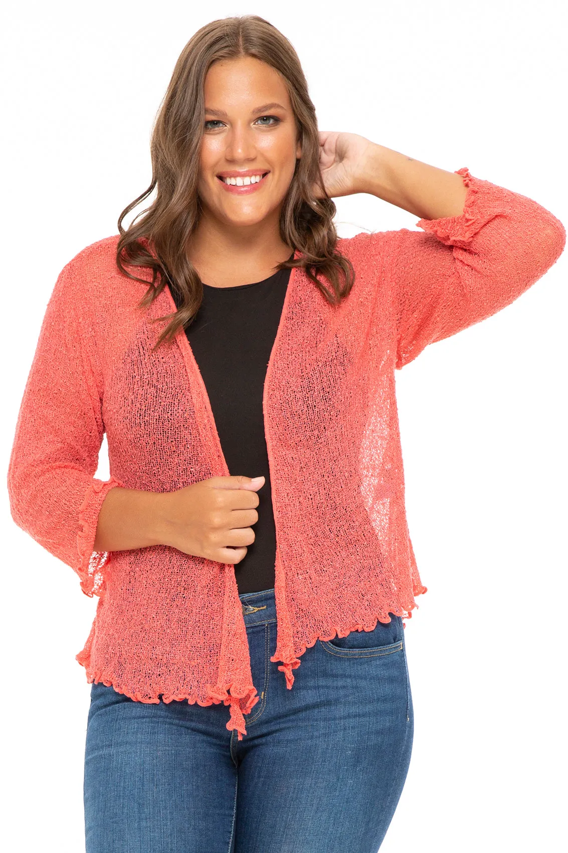 Plus Size Classic Sheer Cardigan Shrug