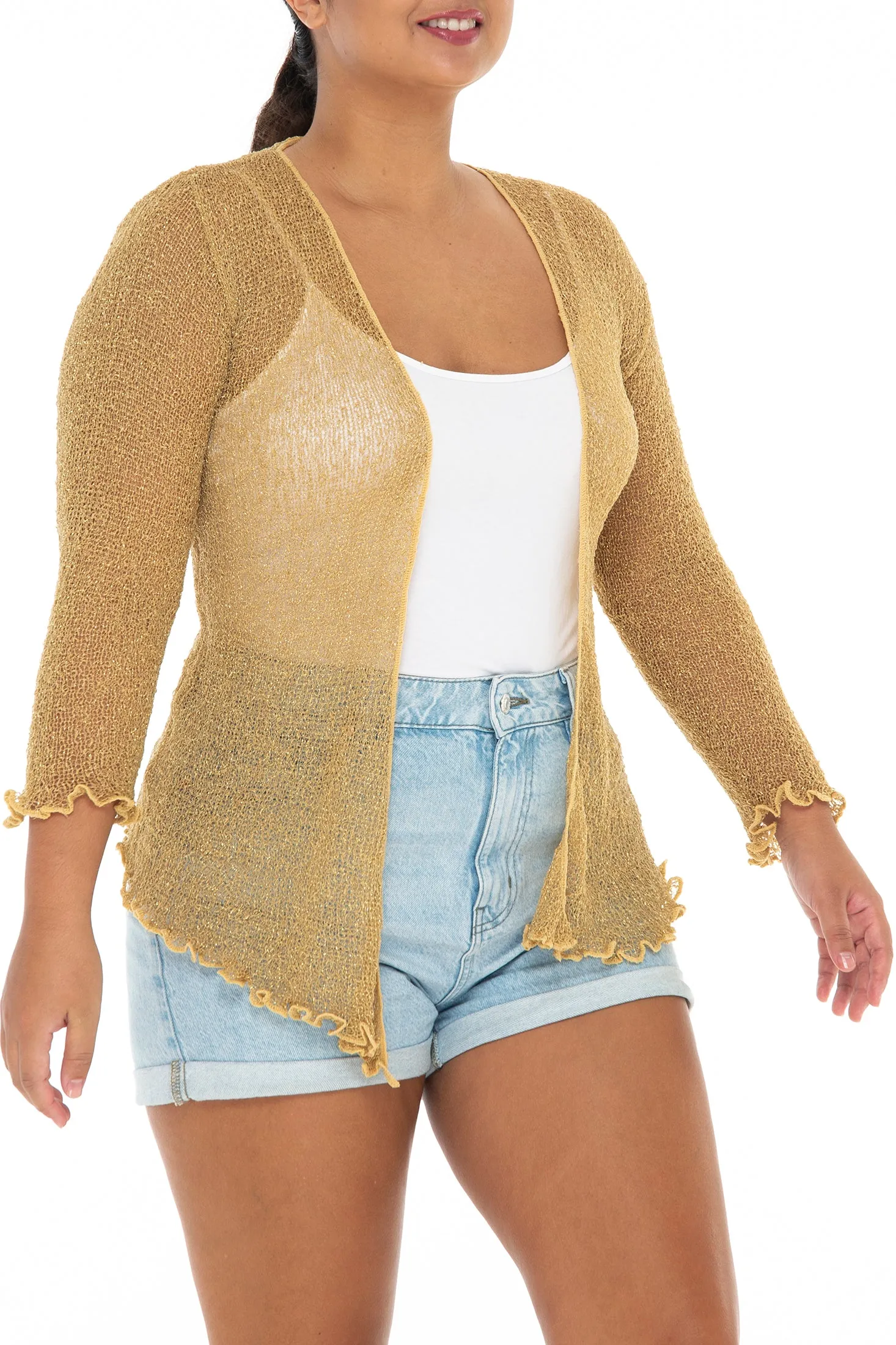 Plus Size Classic Sheer Cardigan Shrug