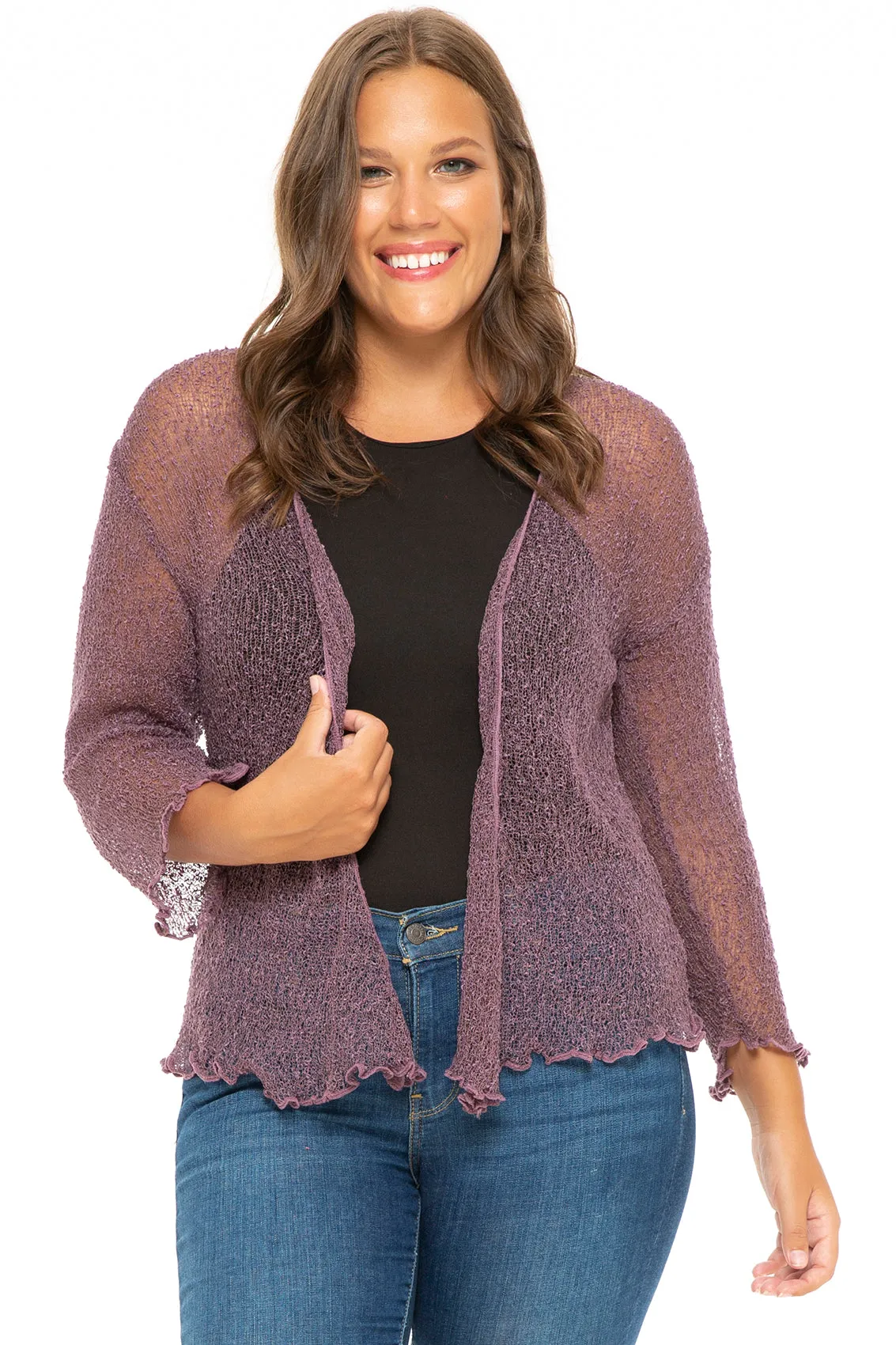 Plus Size Classic Sheer Cardigan Shrug