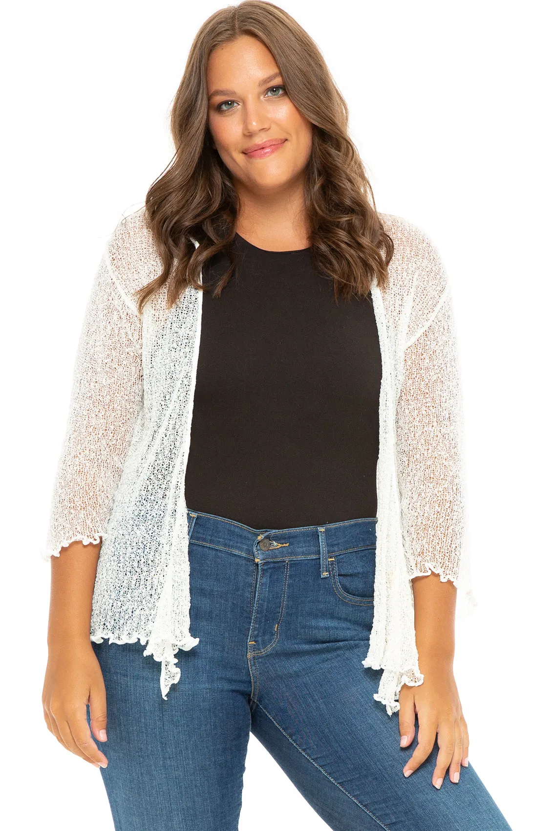 Plus Size Classic Sheer Cardigan Shrug