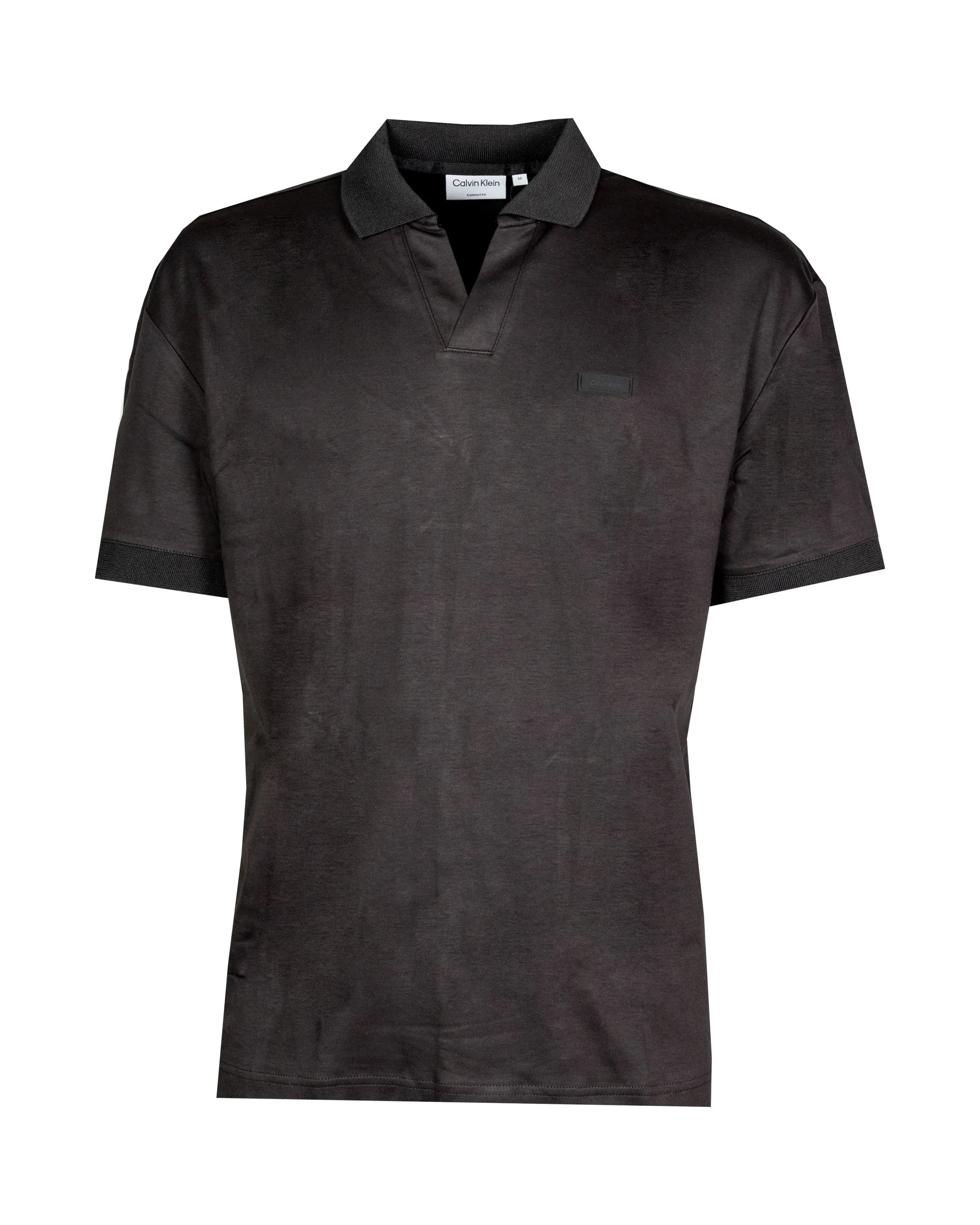 Polo Uomo Calvin Klein Smooth Cotton Open Placket Nero