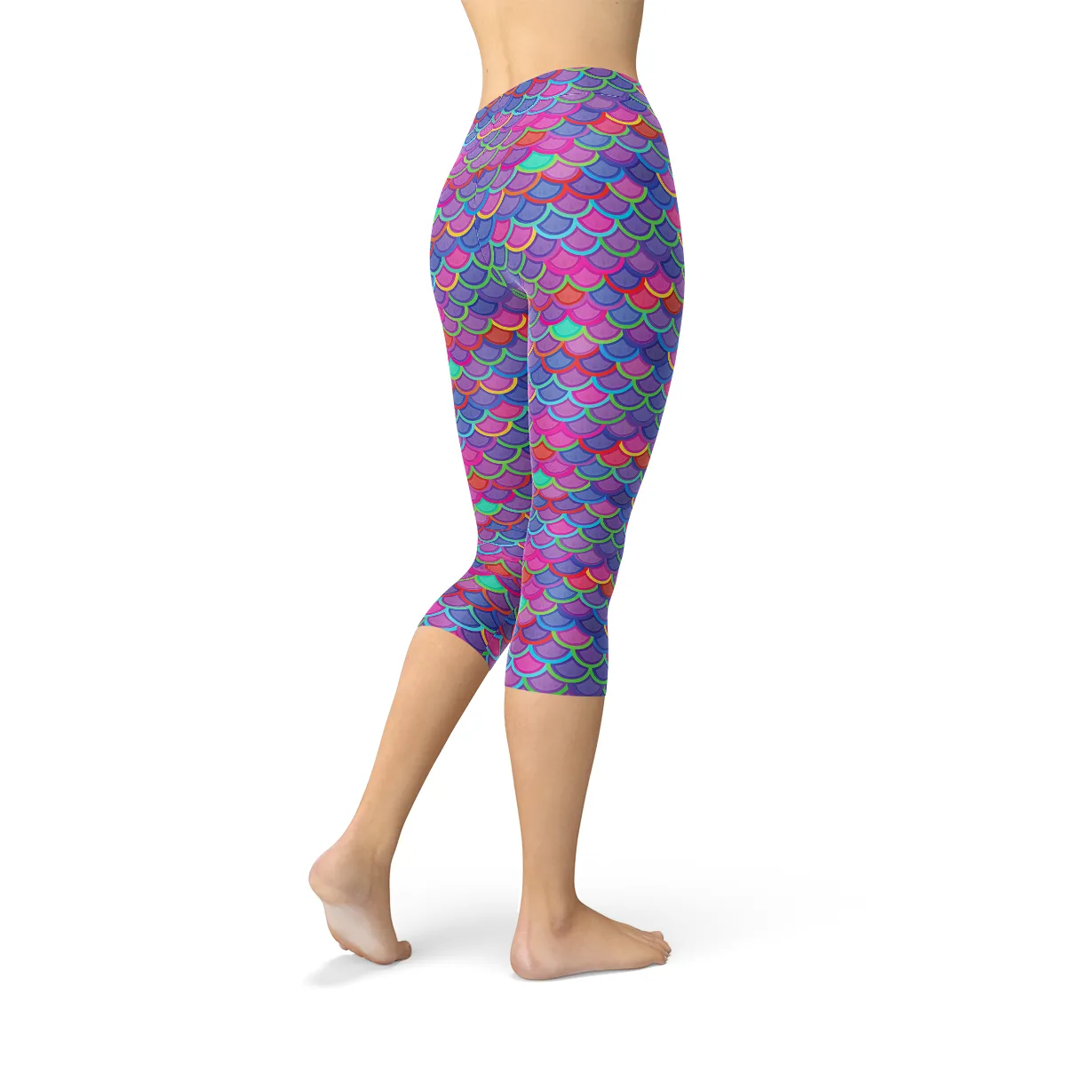 Purple Pink Mermaid Capri Leggings