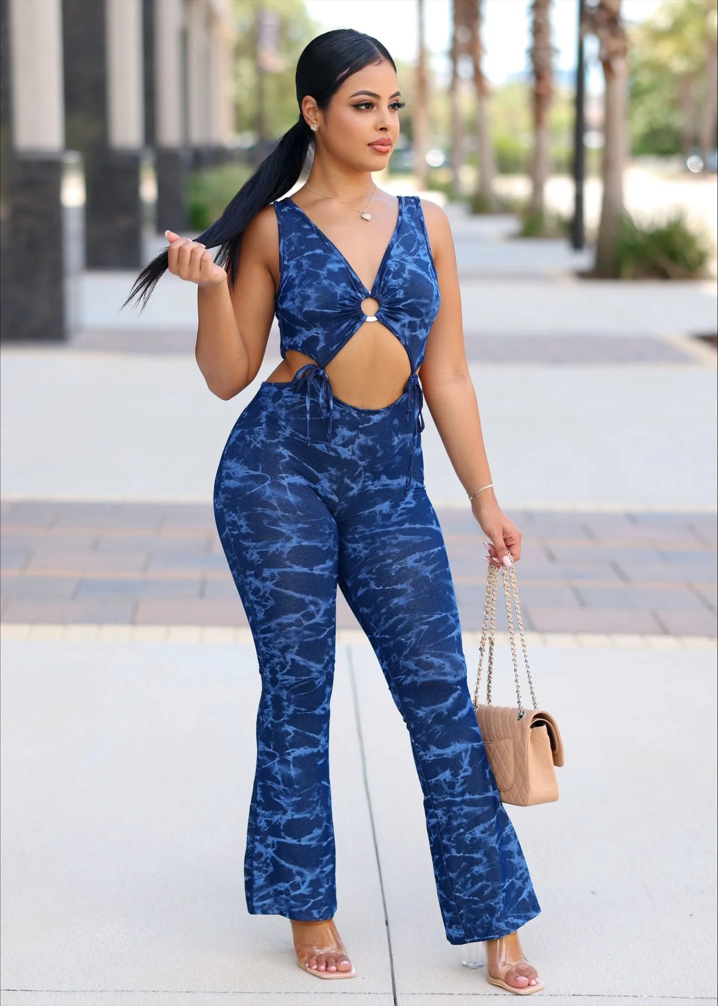 Quanika Tie Dye Sleeveless Jumpsuit