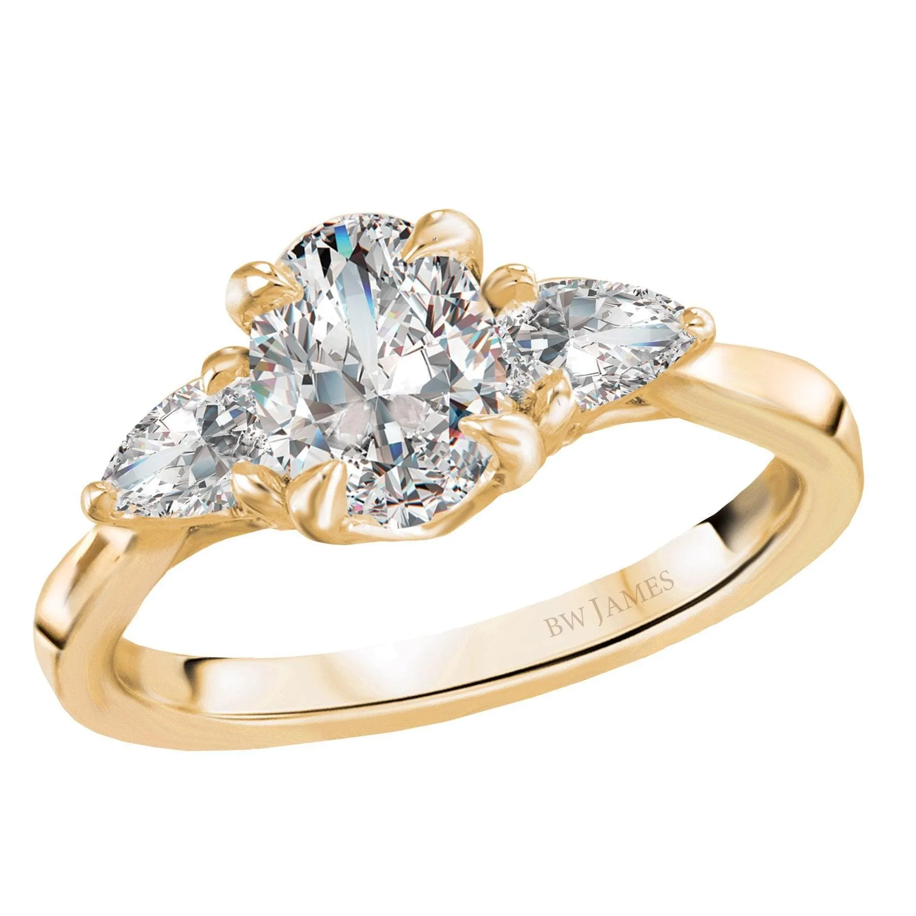 " The Long Island" Three Stone Semi-Mount Diamond Ring