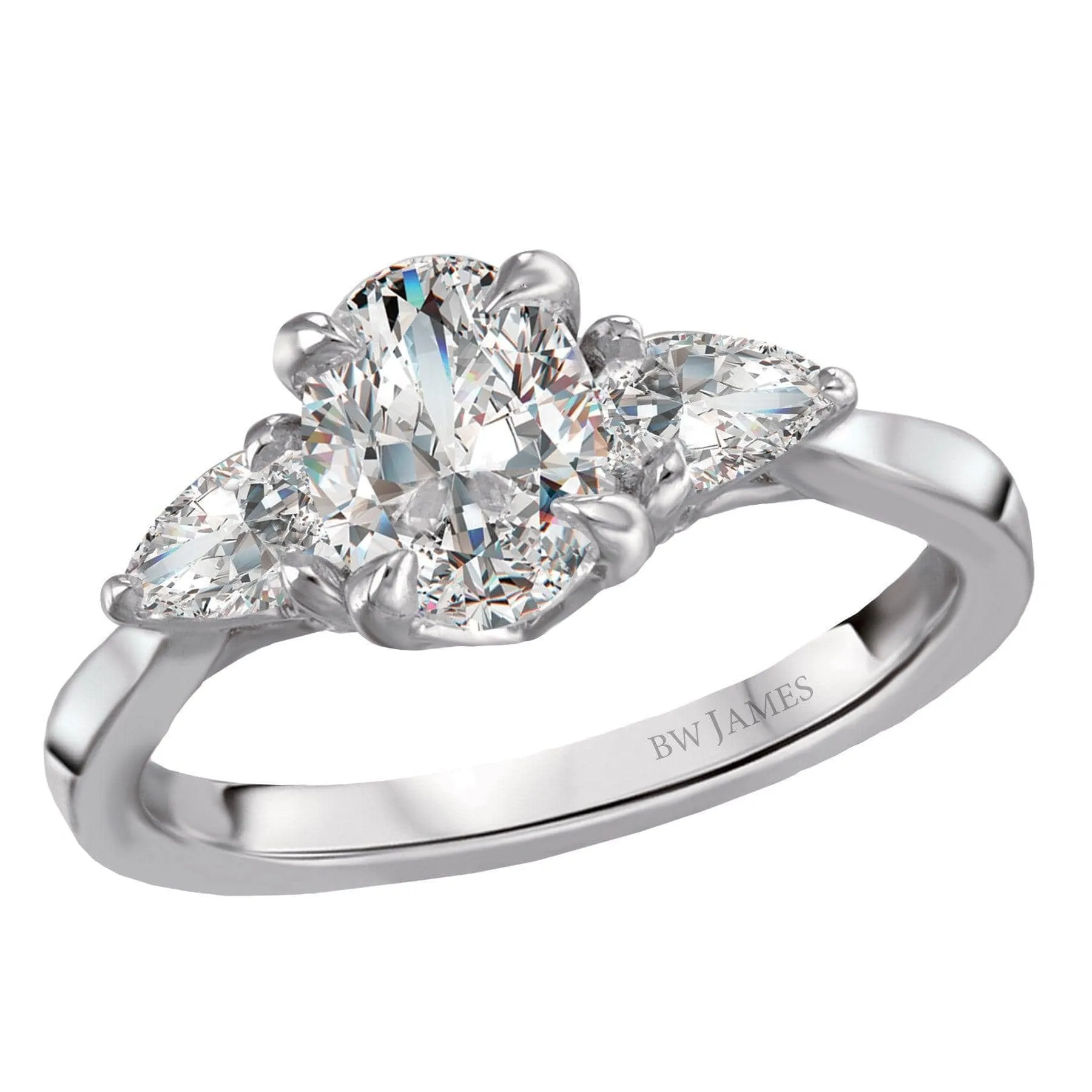 " The Long Island" Three Stone Semi-Mount Diamond Ring