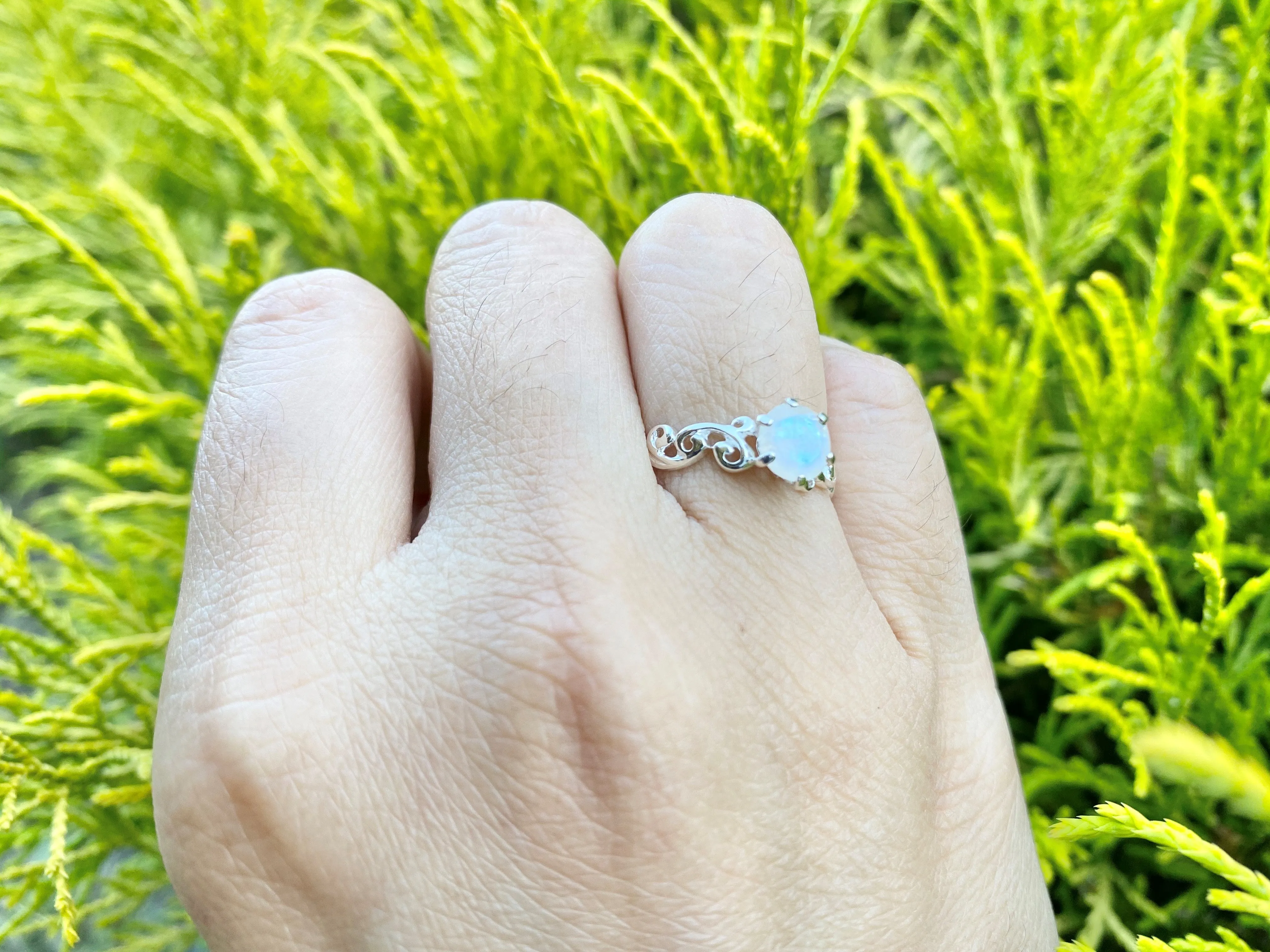 Rainbow Moonstone Vine ring