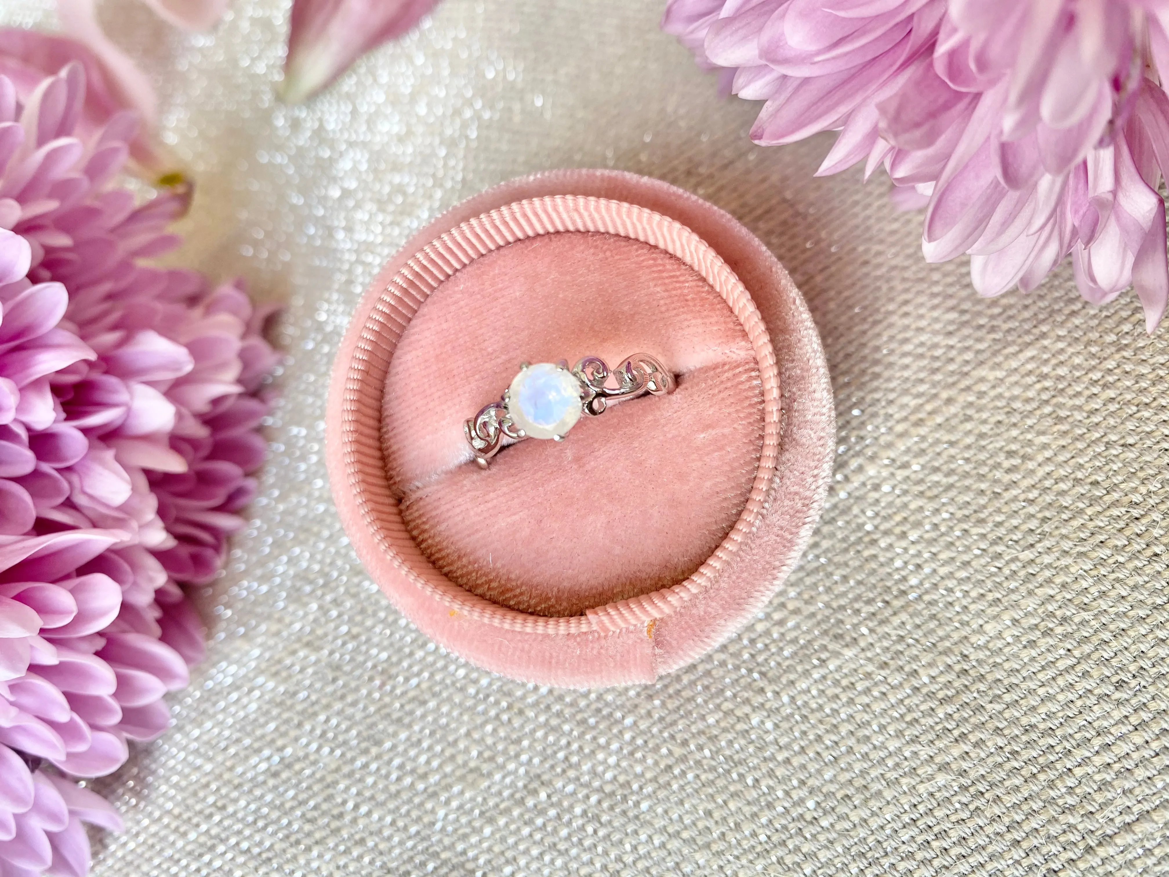 Rainbow Moonstone Vine ring