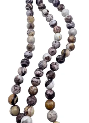 RARE Australian Zebra Stone 10mm Round Large Hole Beads, 8 inch Strands