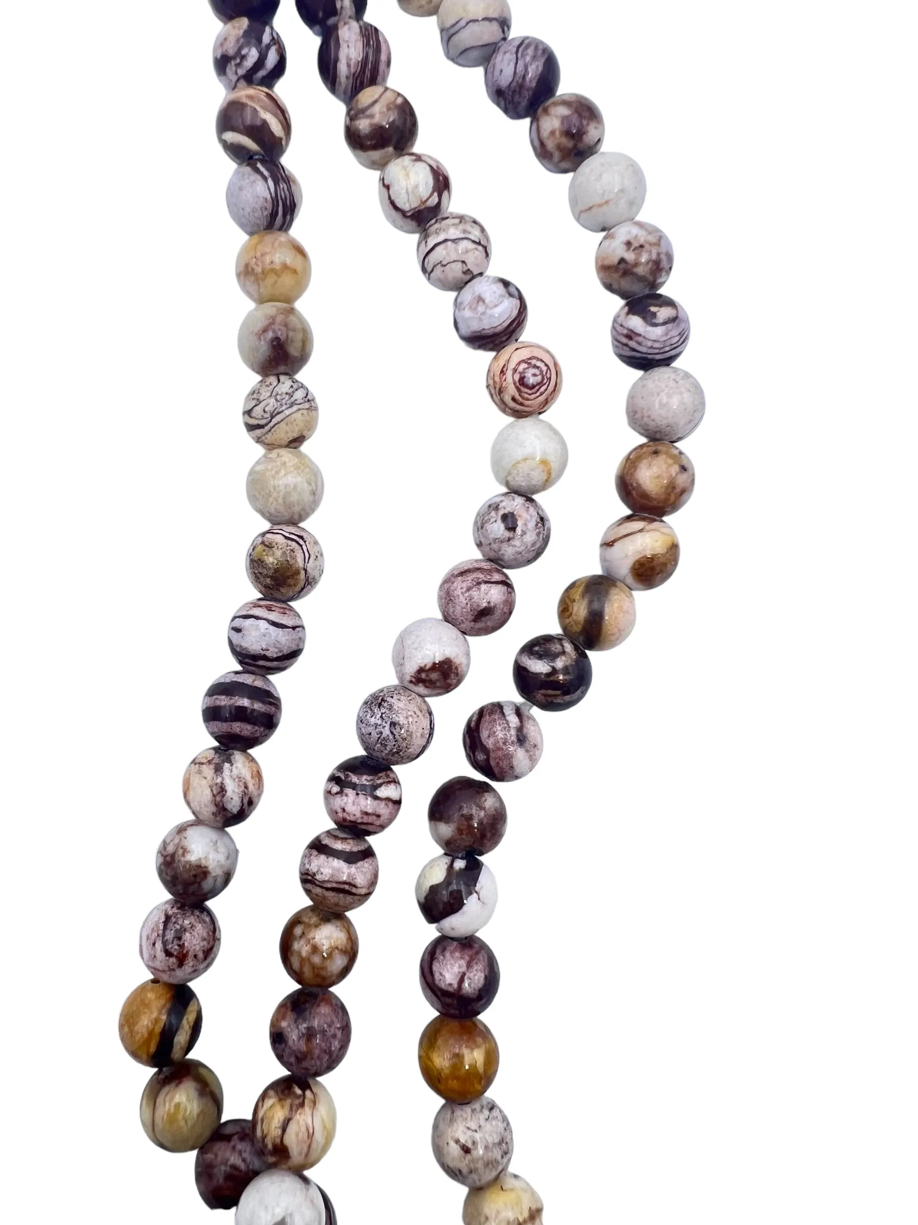 RARE Australian Zebra Stone 10mm Round Large Hole Beads, 8 inch Strands