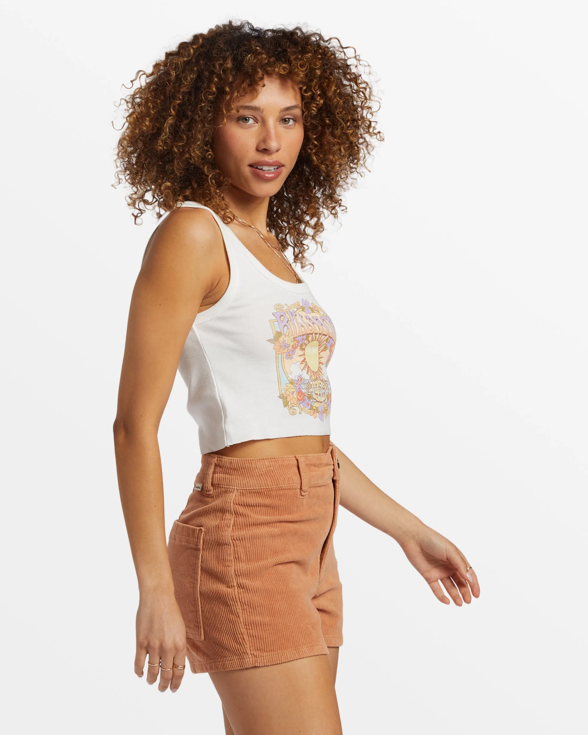 Ray Of Sunshine Cropped Tank Top - Salt Crystal