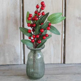 Red Berry Spray with Leaves