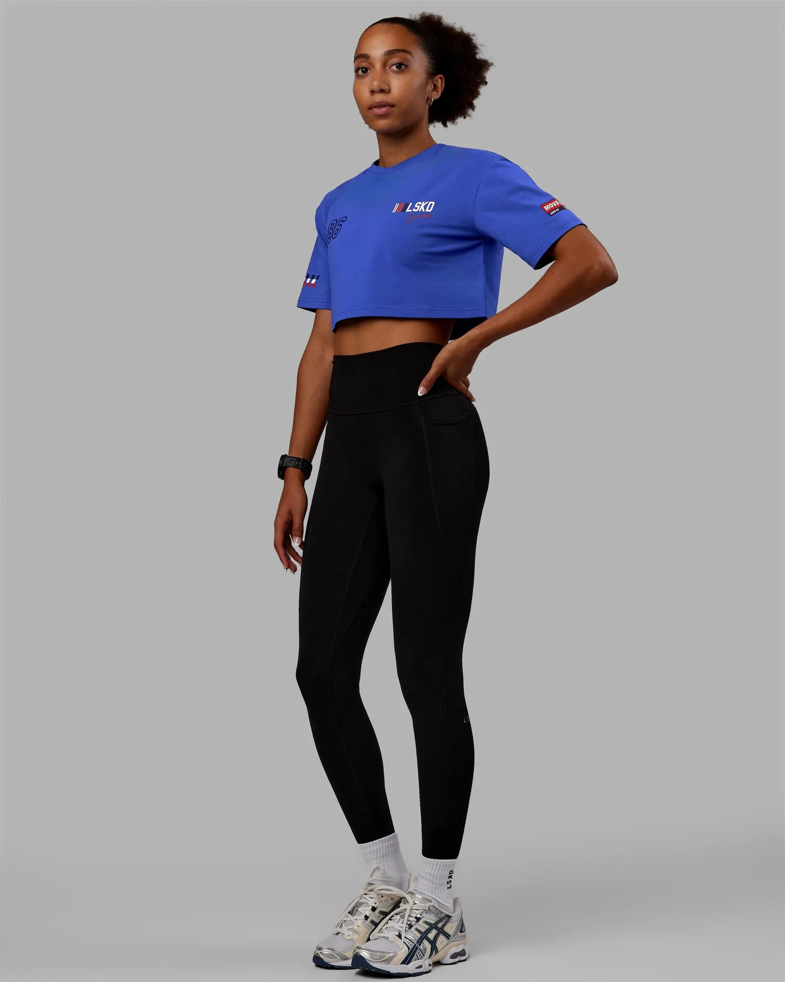 Redline FLXCotton Cropped Tee - Power Cobalt-White