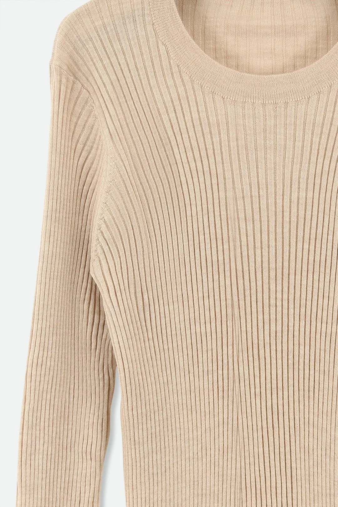 ROMANGA RIBBED LONG SLEEVE CREW IN FINE ITALIAN MERINO