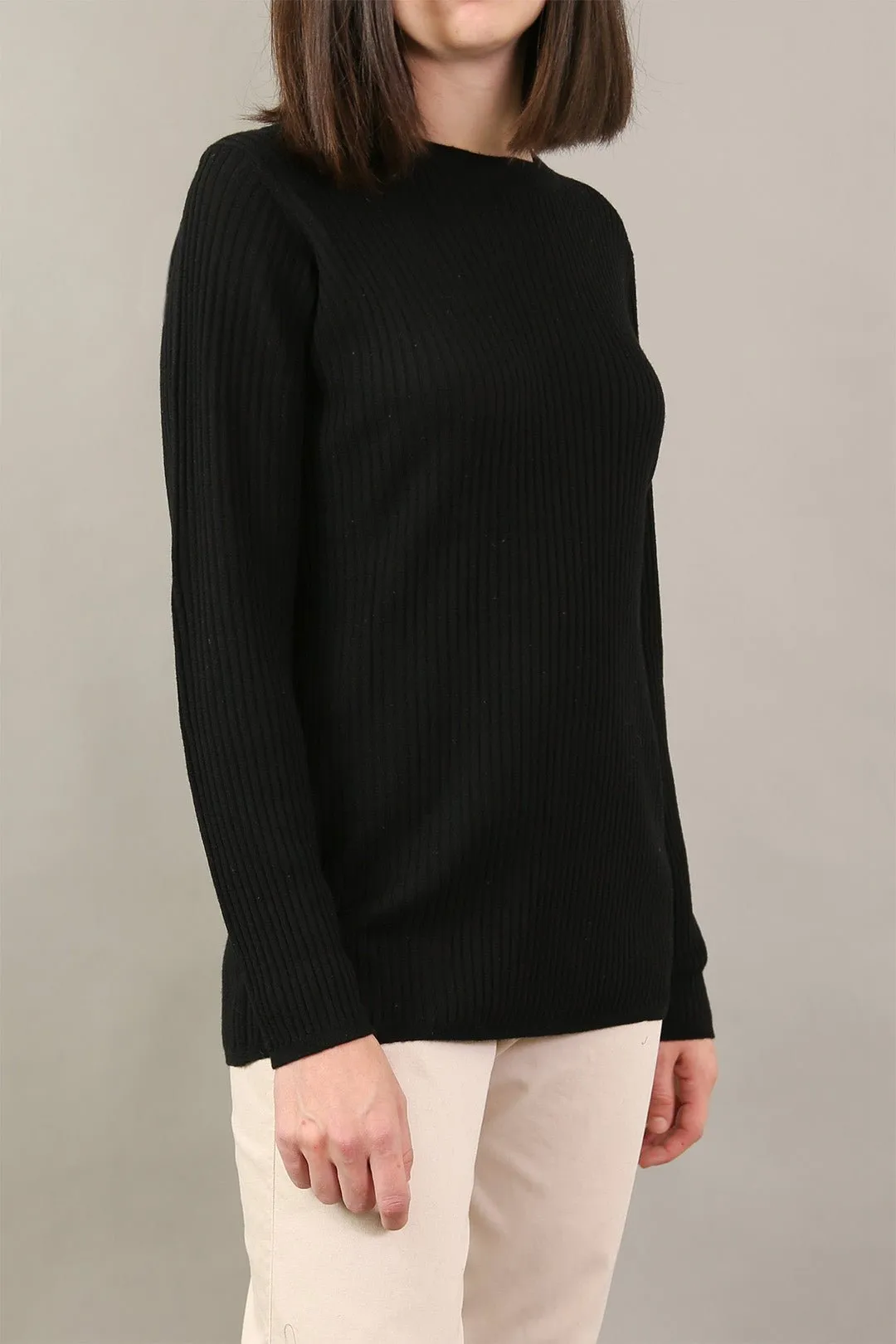 ROMANGA RIBBED LONG SLEEVE CREW IN FINE ITALIAN MERINO