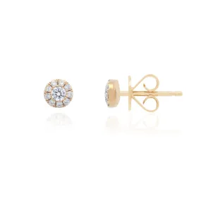 Round Diamond Halo Stud Earrings