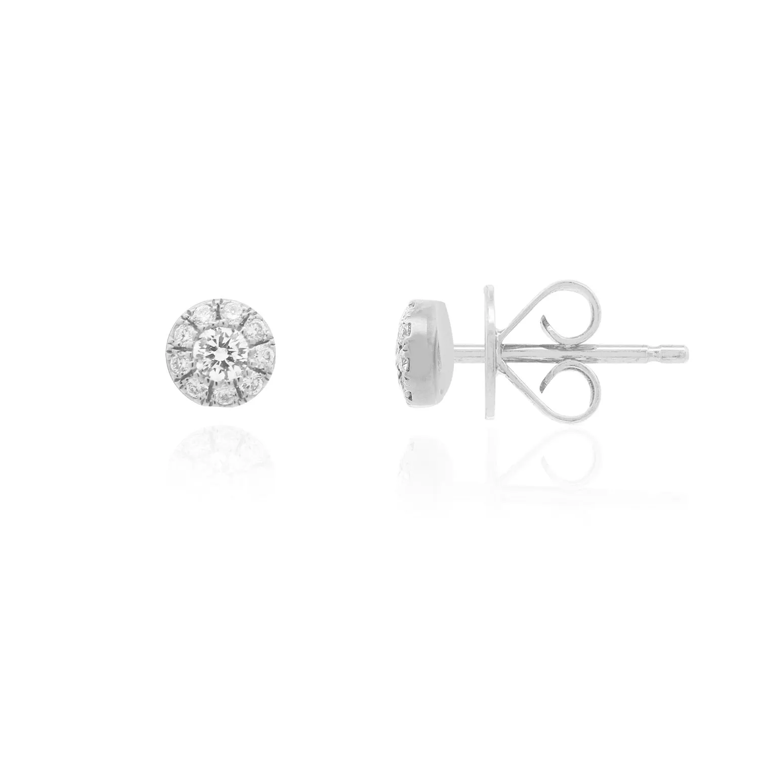 Round Diamond Halo Stud Earrings